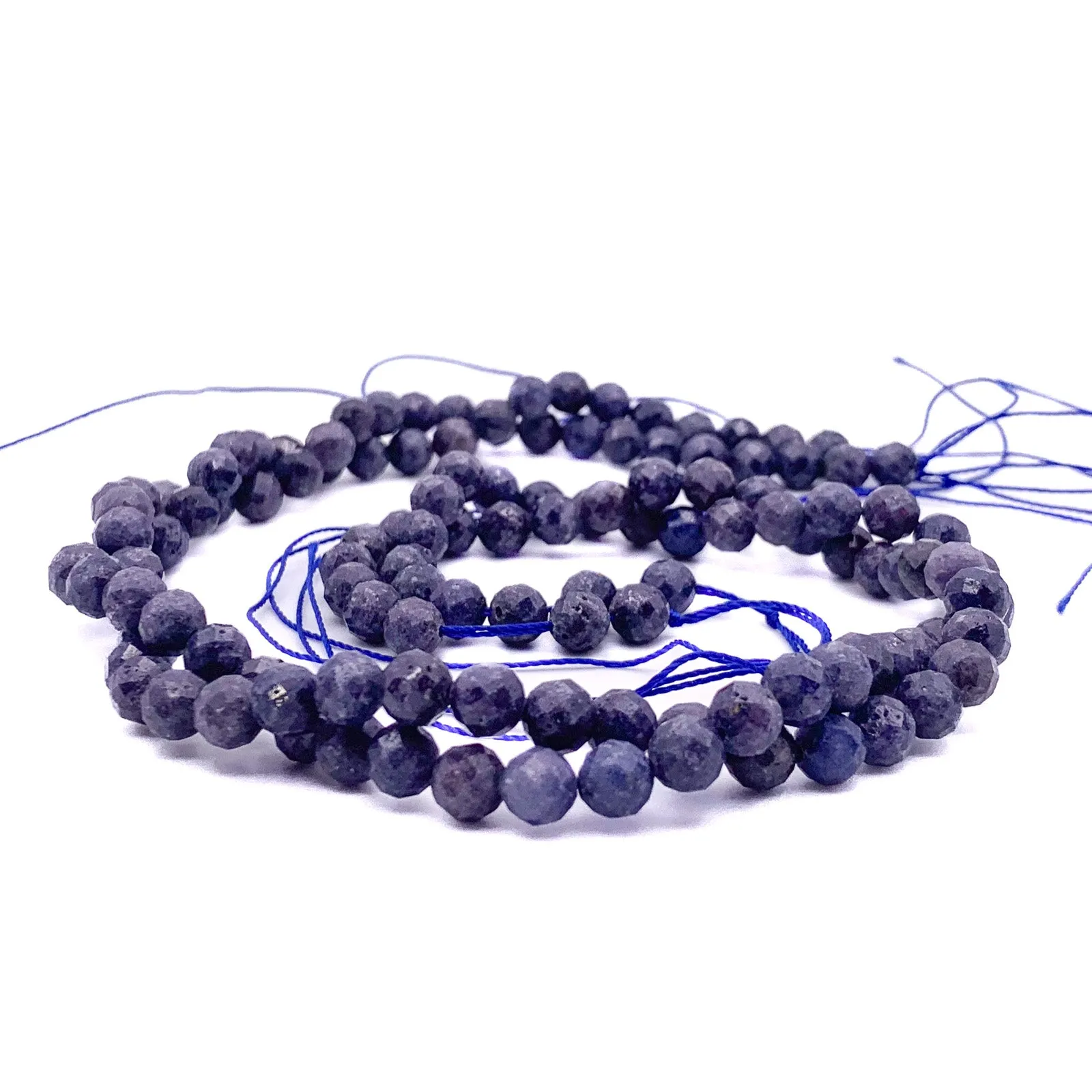 Blue Sapphire 6mm Faceted Round Bead Strand