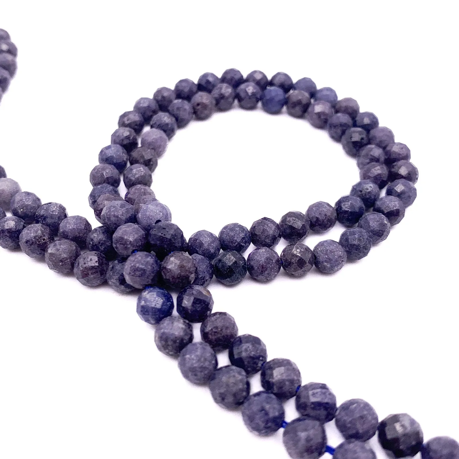 Blue Sapphire 6mm Faceted Round Bead Strand