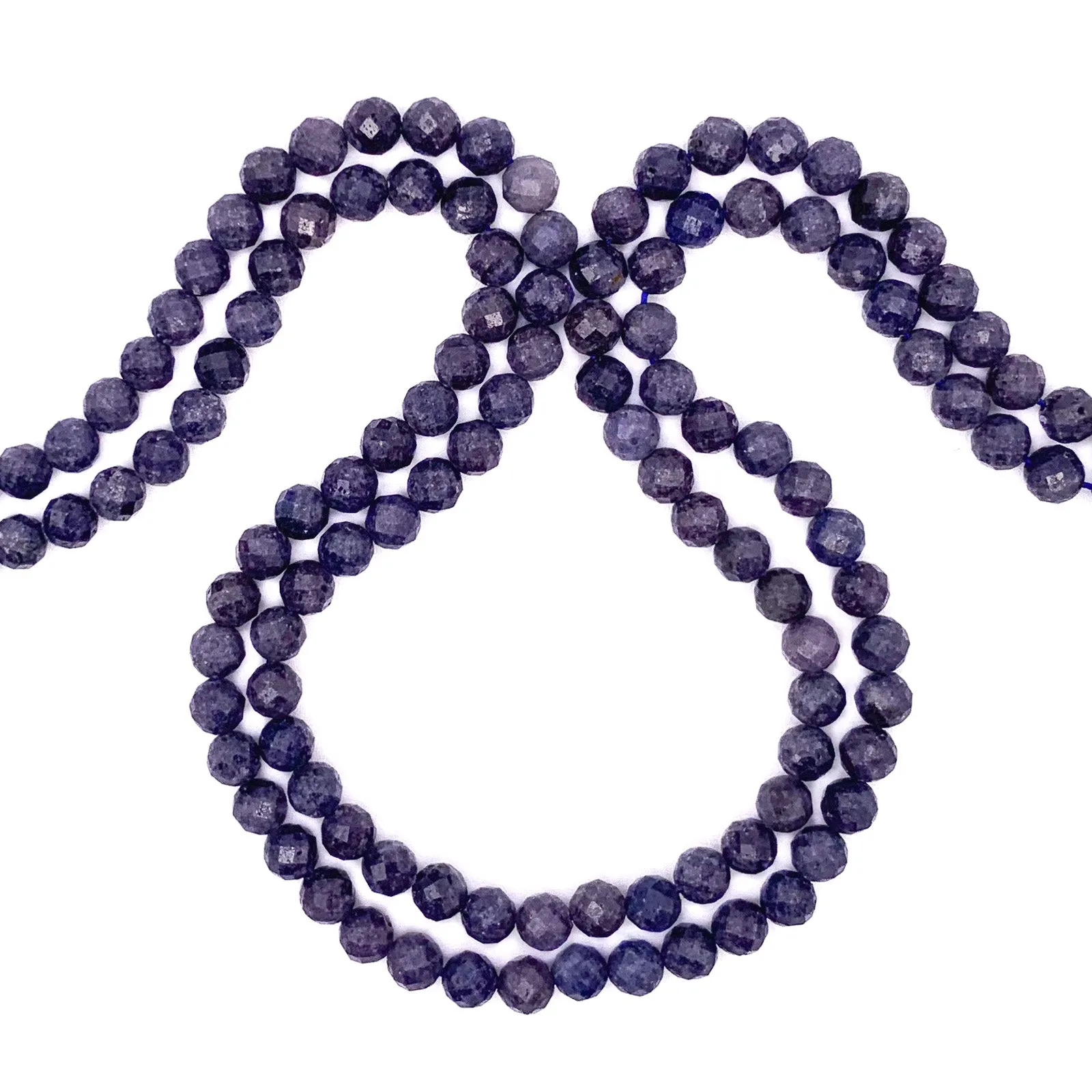 Blue Sapphire 6mm Faceted Round Bead Strand