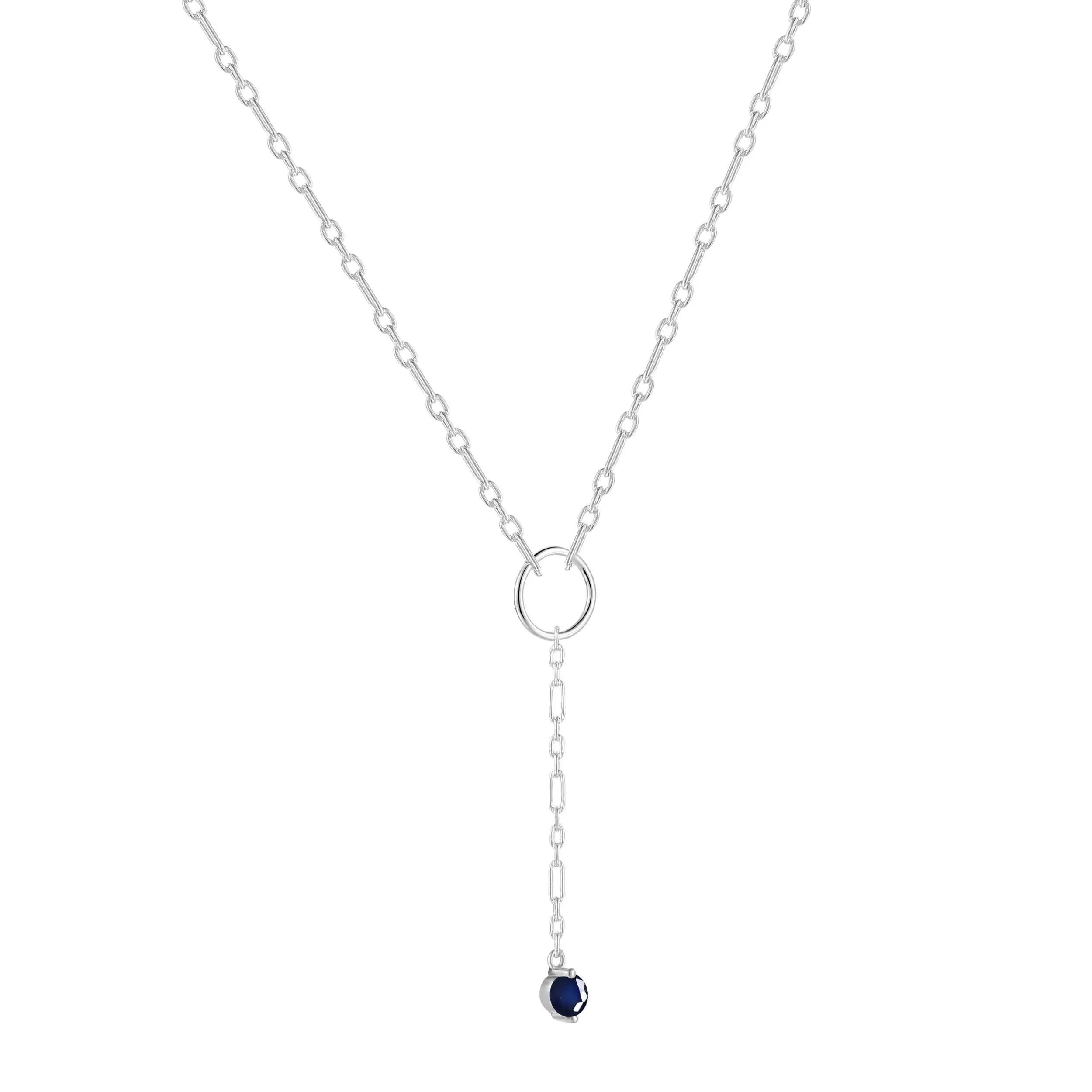 Blue Sapphire Drop Necklace