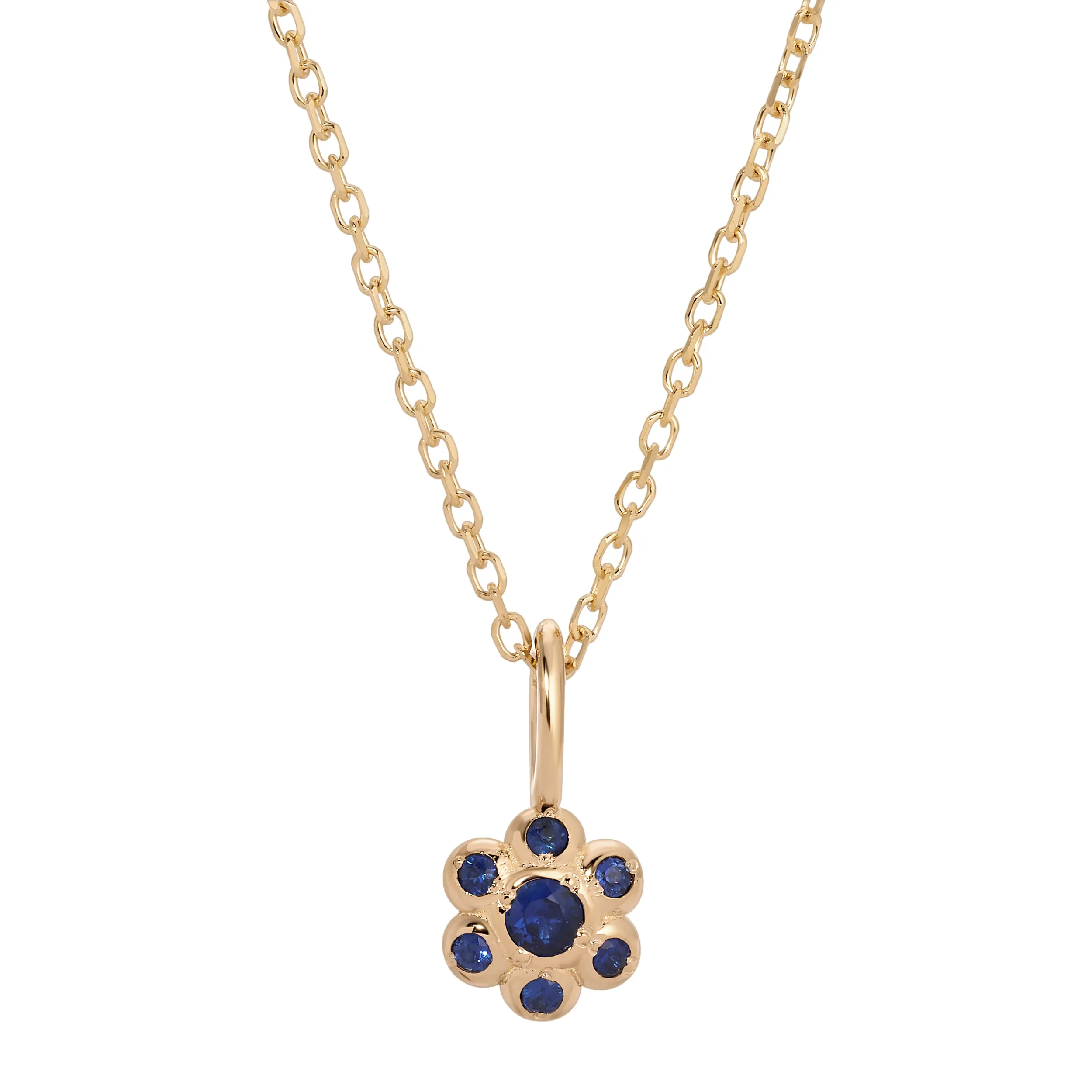 Blue Sapphire Flower Necklace (ready to ship option)*