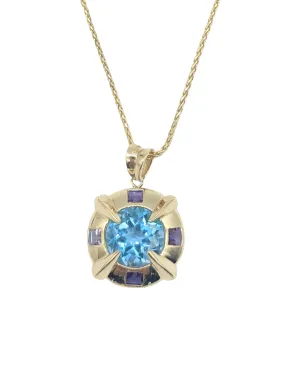 Blue Topaz and Amethyst Pendant