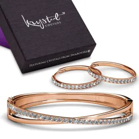 Boxed Perfection Bangle And Earrings Set Rose Gold Embellished with SWAROVSKI crystals