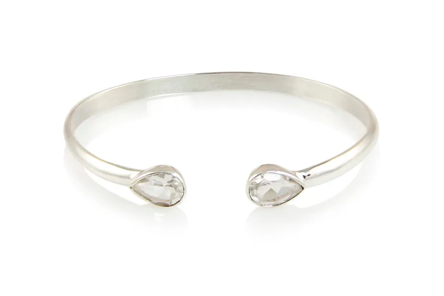 Bracelet - Bangle Sterling Silver & Crystal Quartz