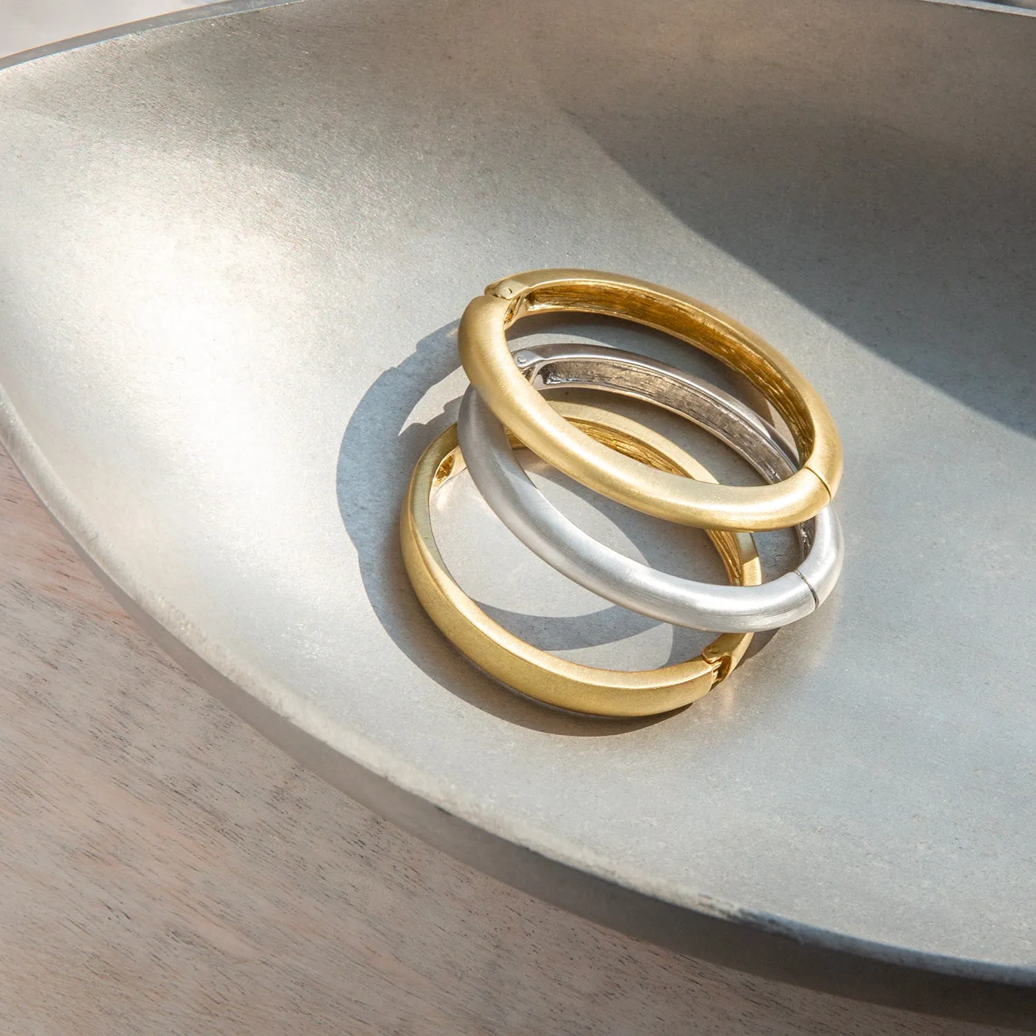 brushed metal dome bangle