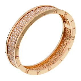 Bvlgari Bzero1 Pave Diamond Rose Gold Bangle