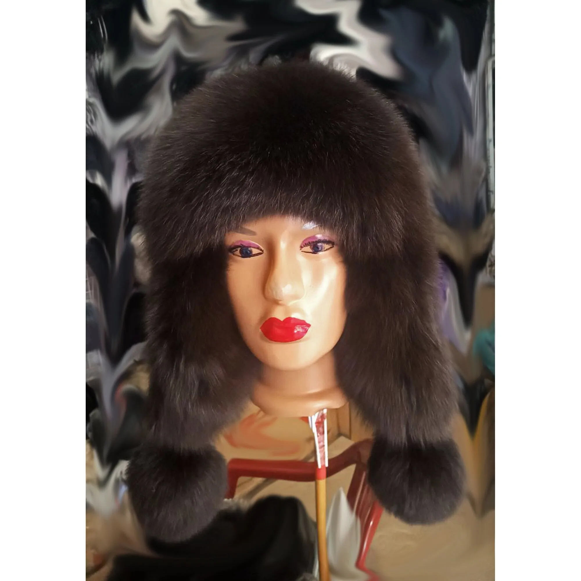 BY ORDER Women Fur Hat, Real Leather Fox Fur Hat, Aviator Hat, Ushanka, Russian Hat, Ski Hat, Leather Hat Ear Flaps, Girl Trapper Hat Brown