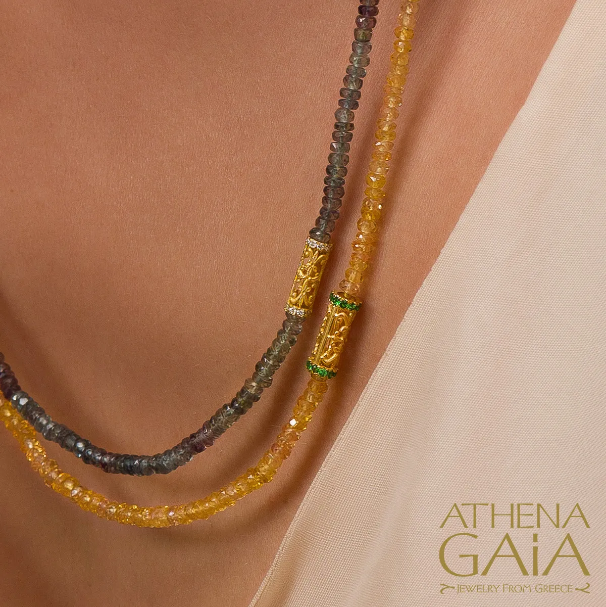 Byzantine Embroidery Narrow River Necklace