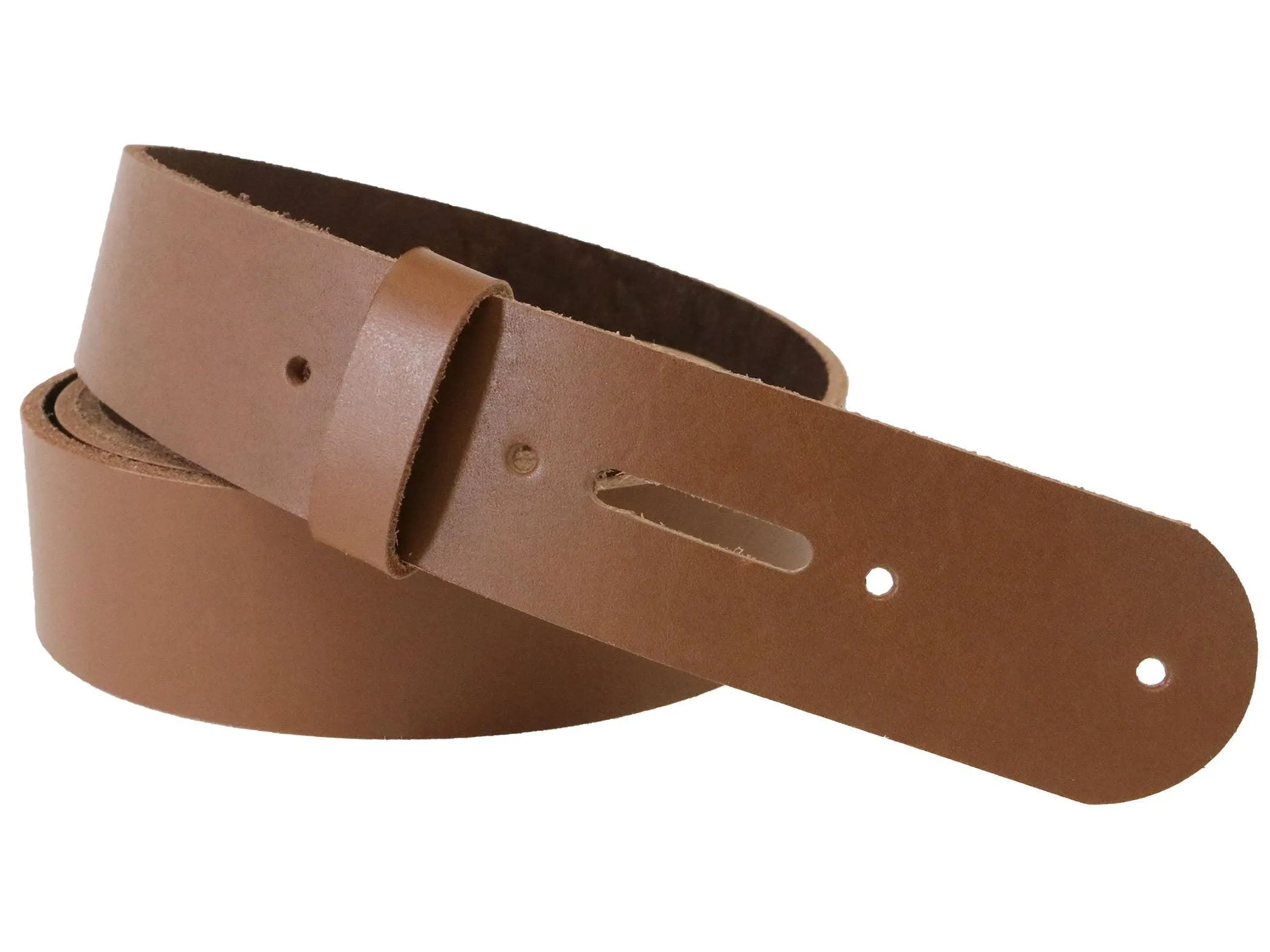 Caramel Brown Vegetable Tanned Leather Belt Blank w/ Matching Keeper | 60"-72" Length