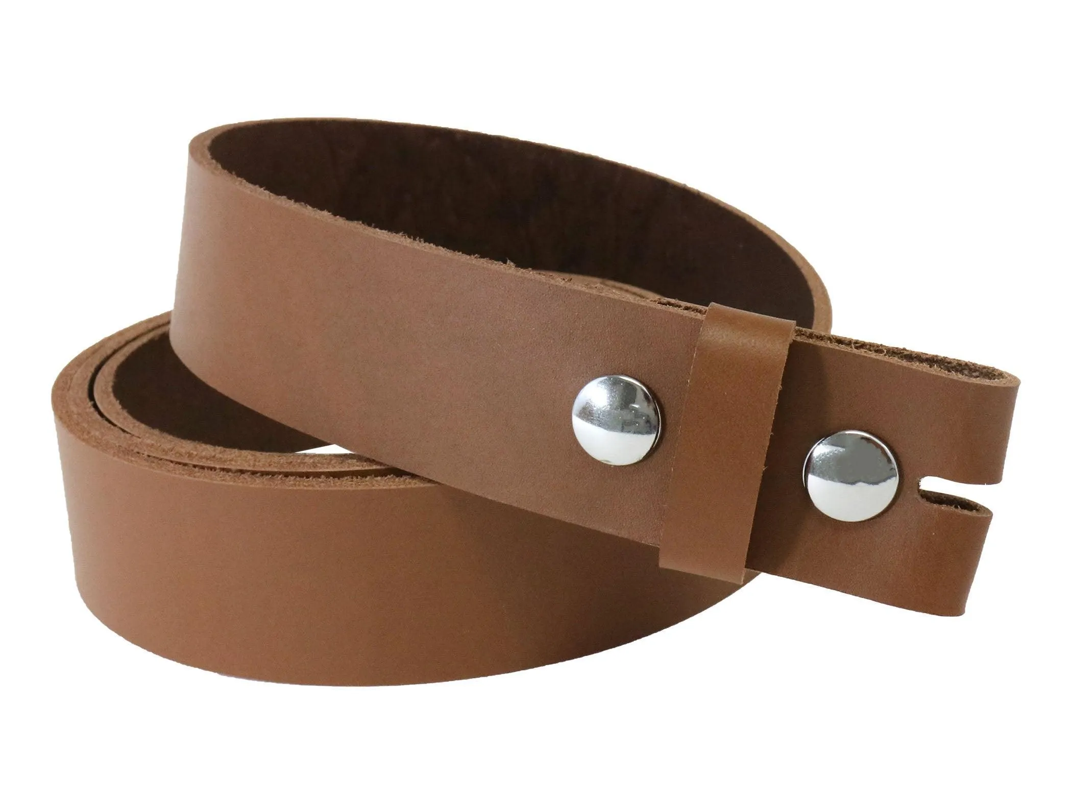 Caramel Brown Vegetable Tanned Leather Belt Blank W/ Snaps and Matching Keeper | 60"-72" Length