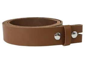 Caramel Brown Vegetable Tanned Leather Belt Blank W/ Snaps and Matching Keeper | 60"-72" Length