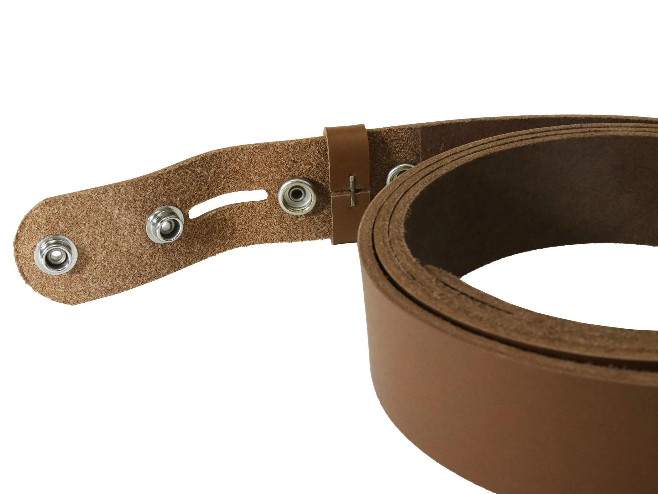 Caramel Brown Vegetable Tanned Leather Belt Blank W/ Snaps and Matching Keeper | 60"-72" Length