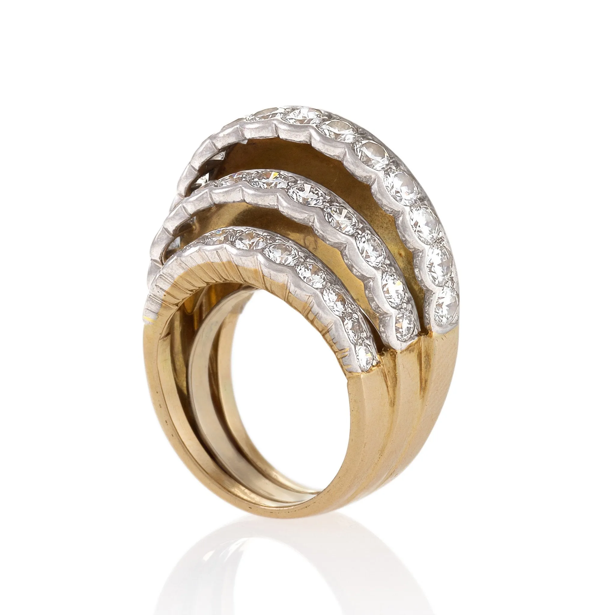 Cartier Stepped Gold and Diamond Ring