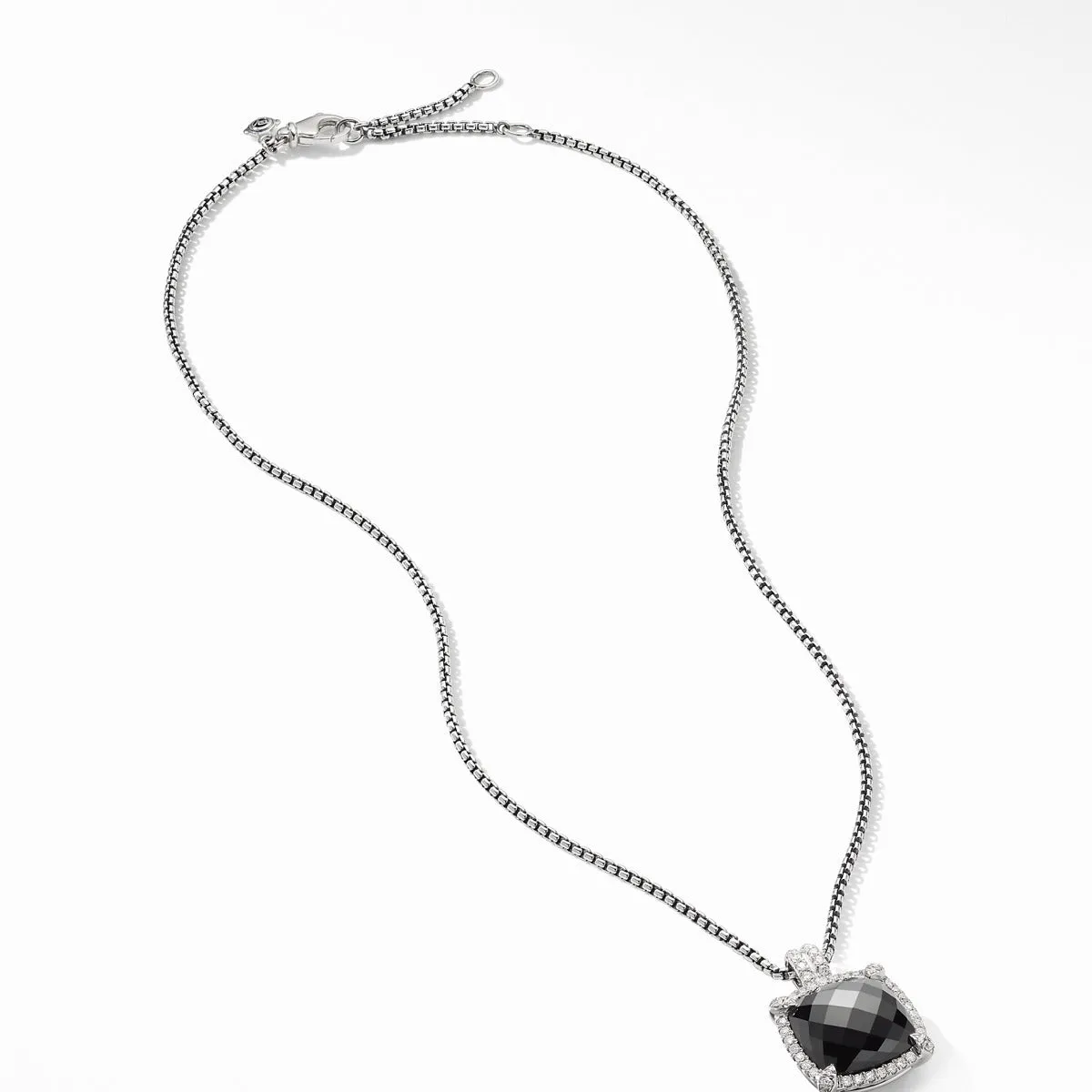 Chatelaine Pave Bezel Pendant Necklace with Black Onyx