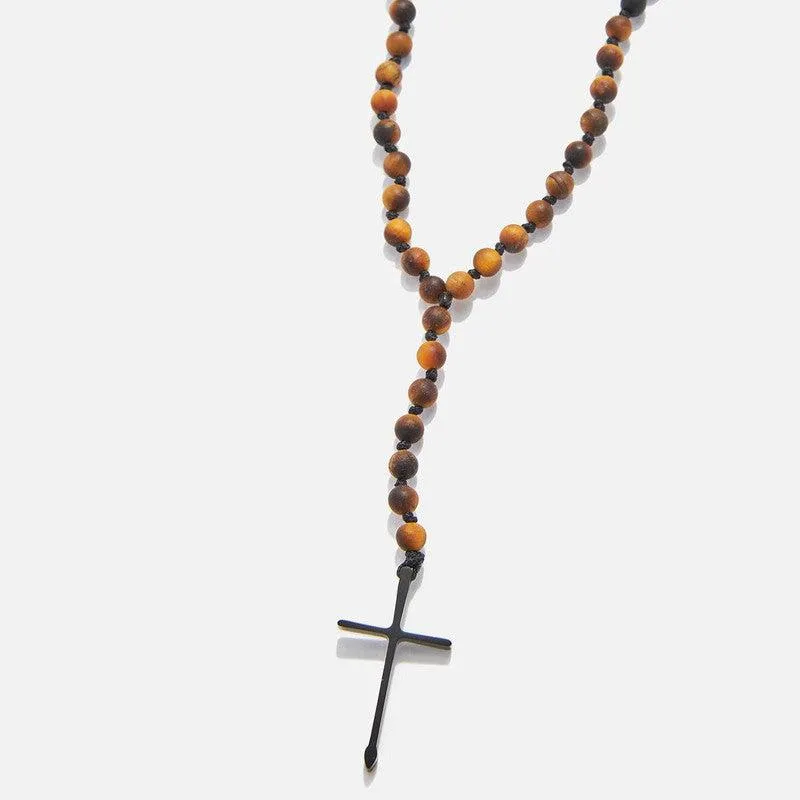 Chrysostomos Handmade Rosary Necklace with Onyx