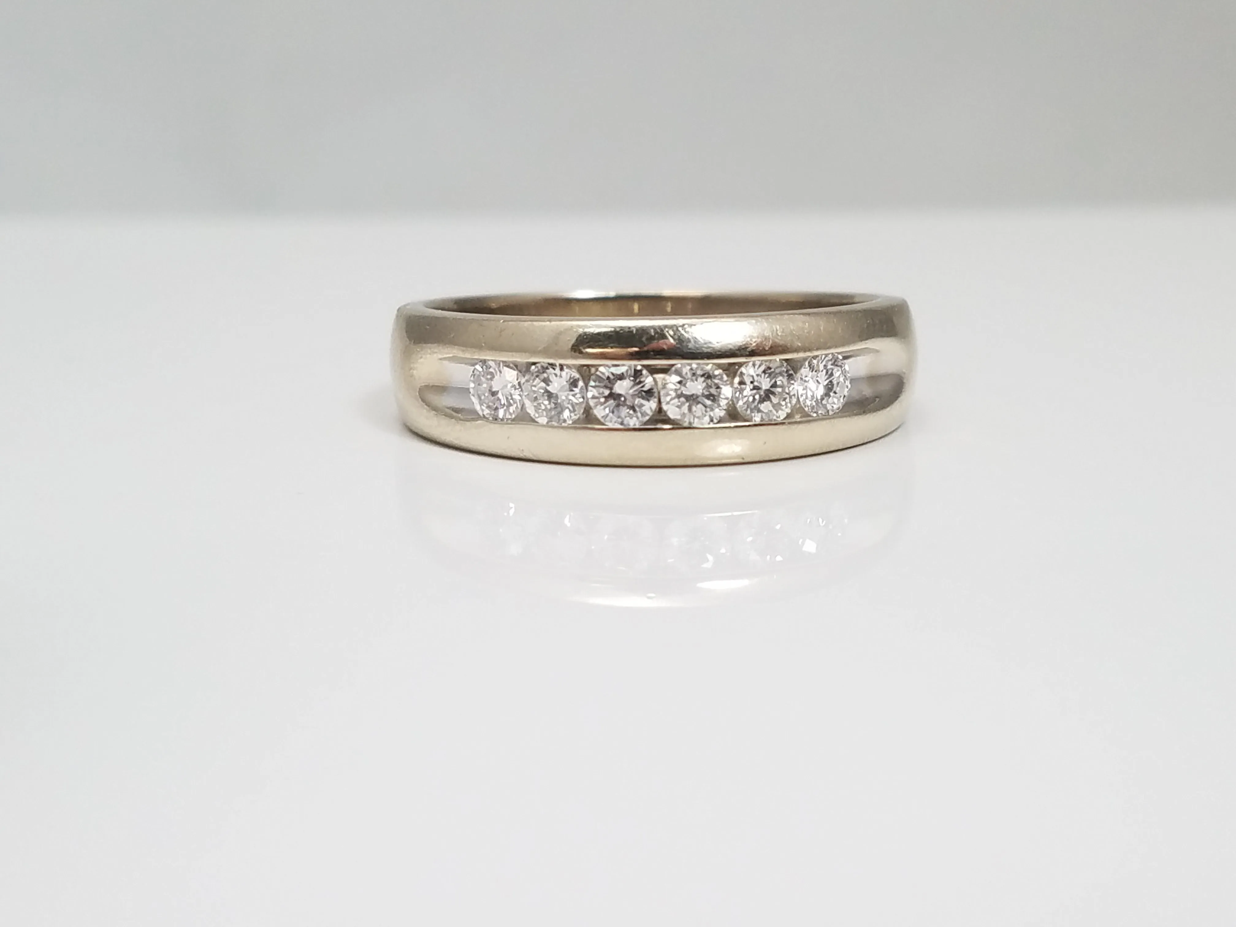 Classic 14k White Gold Natural Diamond Anniversary Ring Band