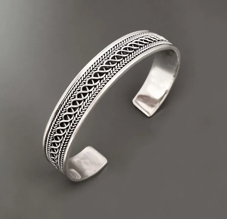 Classic Men's 925 Sterling Silver Celtic Bangle Bracelet | Silver Bracelet for Men