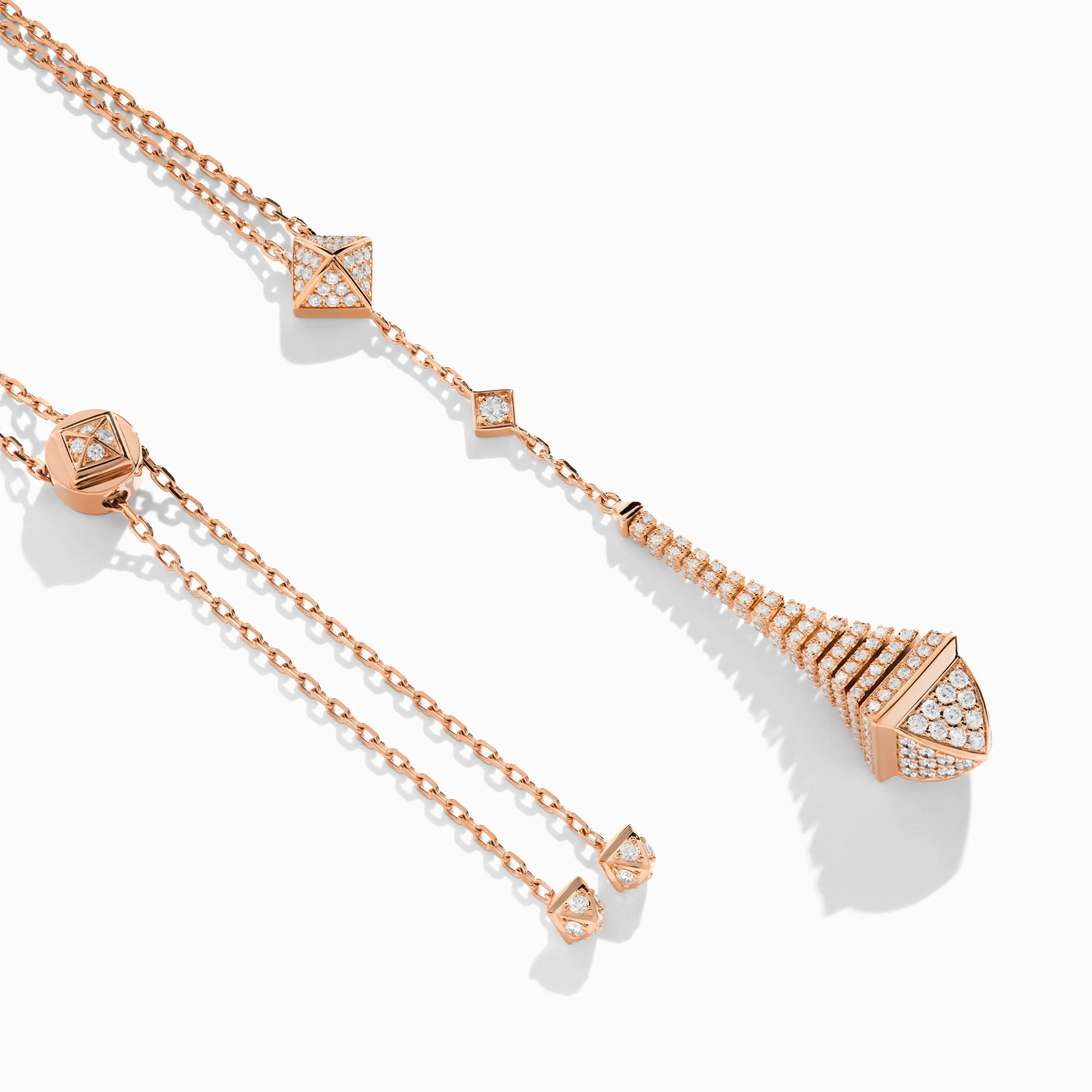 Cleo Rev Full Diamond Long Chain Drop Pendant Necklace