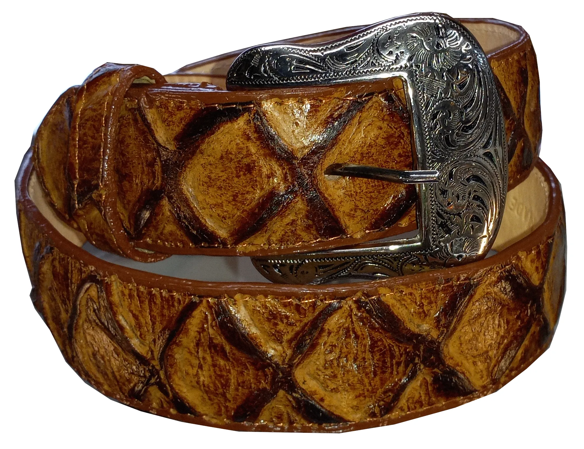 Cognac Fish Print Belt