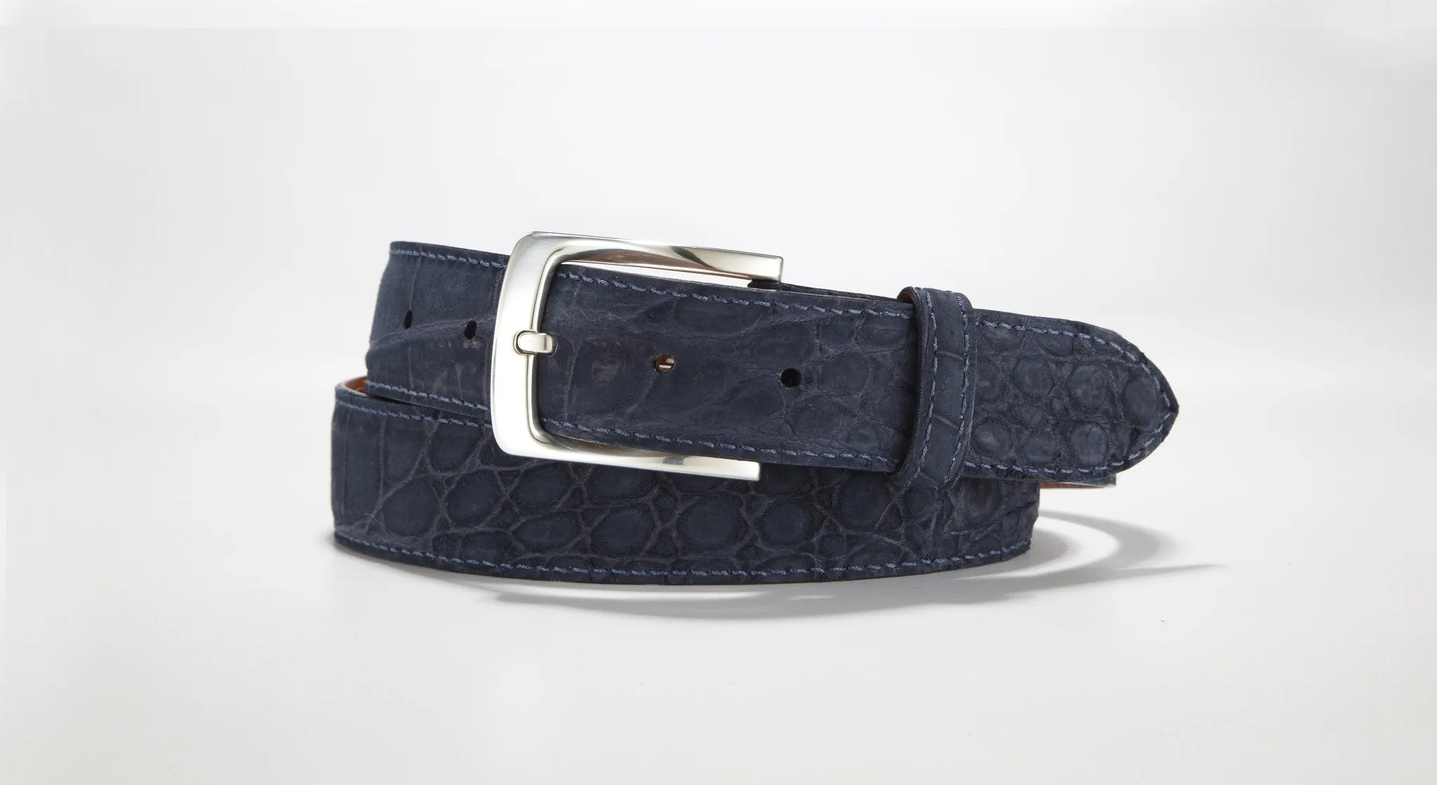 Crocodile Suede Belt 1 3/8" - 35mm (Black)