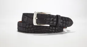 Crocodile Suede Belt 1 3/8" - 35mm (Black)