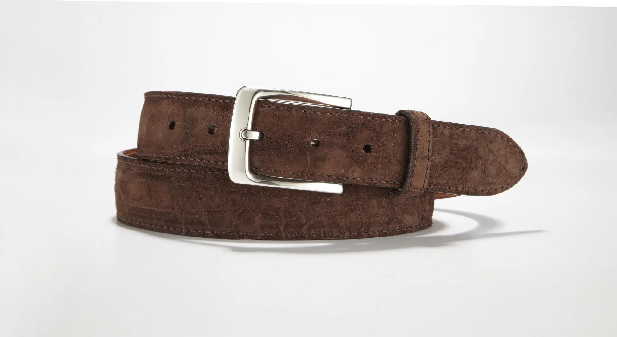 Crocodile Suede Belt 1 3/8" - 35mm (Navy Blue)