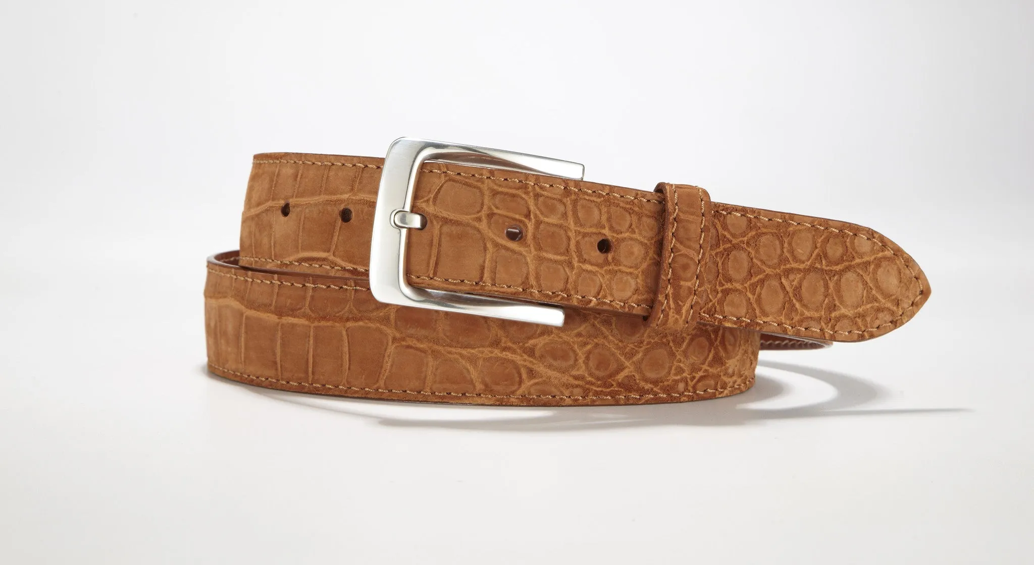 Crocodile Suede Belt 1 3/8" - 35mm (Navy Blue)