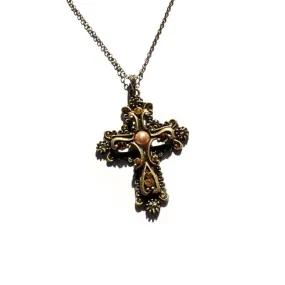 Cross Amber Sparkle Necklace