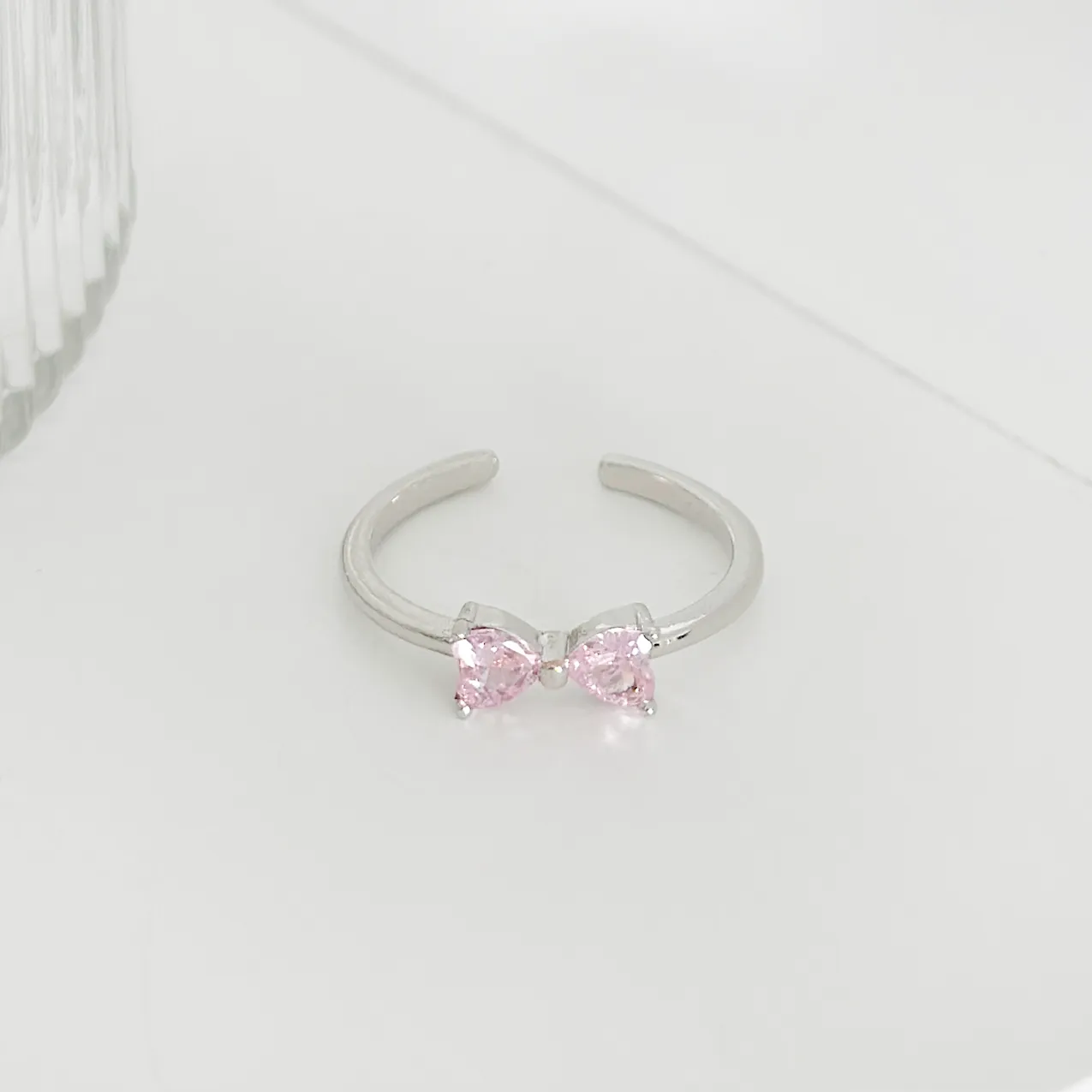 Crystal Bow Ring - Pink