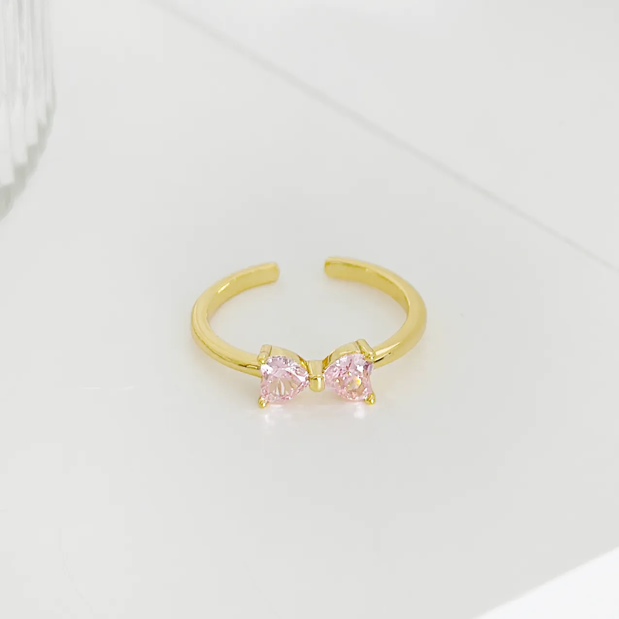 Crystal Bow Ring - Pink