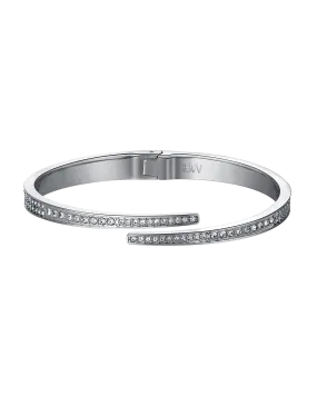 Crystal Pave Bangle - Silver | J1023A