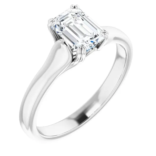 Cubic Zirconia Engagement Ring- The Alissa (Customizable Emerald Cut Solitaire with Under-trellis Design)