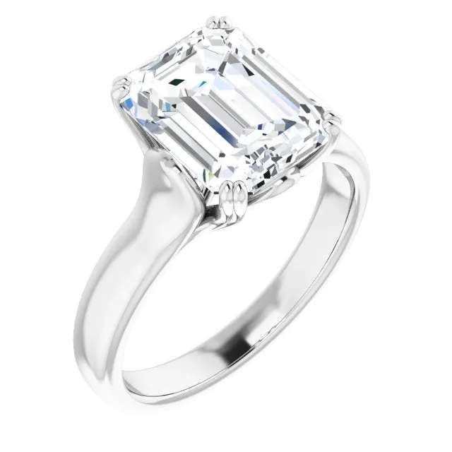 Cubic Zirconia Engagement Ring- The Alissa (Customizable Emerald Cut Solitaire with Under-trellis Design)