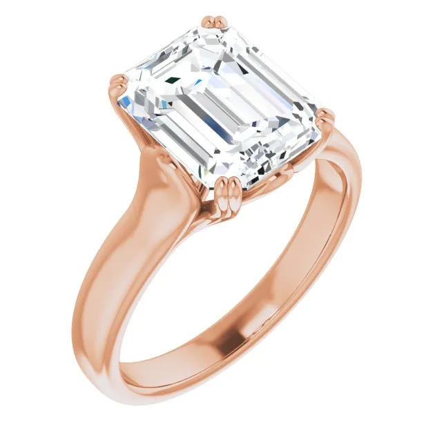 Cubic Zirconia Engagement Ring- The Alissa (Customizable Emerald Cut Solitaire with Under-trellis Design)