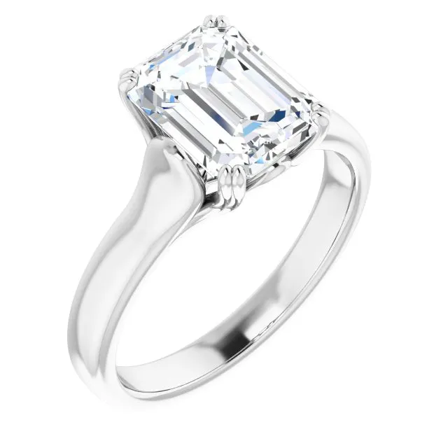 Cubic Zirconia Engagement Ring- The Alissa (Customizable Emerald Cut Solitaire with Under-trellis Design)