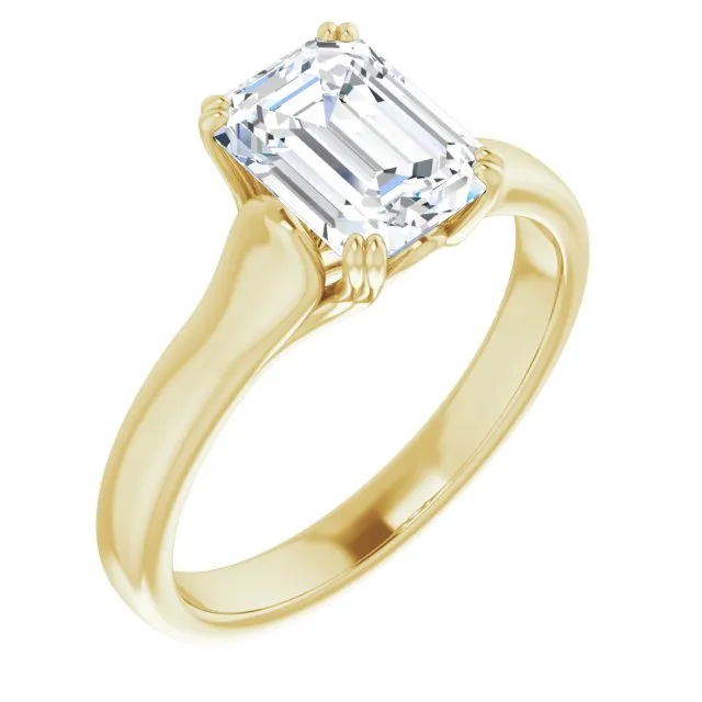 Cubic Zirconia Engagement Ring- The Alissa (Customizable Emerald Cut Solitaire with Under-trellis Design)