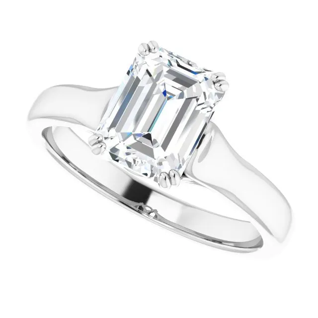 Cubic Zirconia Engagement Ring- The Alissa (Customizable Emerald Cut Solitaire with Under-trellis Design)