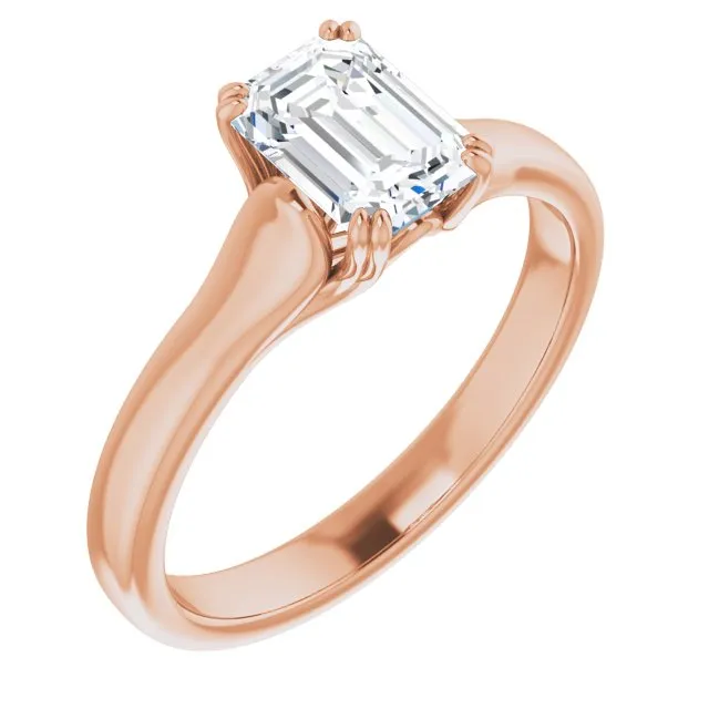 Cubic Zirconia Engagement Ring- The Alissa (Customizable Emerald Cut Solitaire with Under-trellis Design)