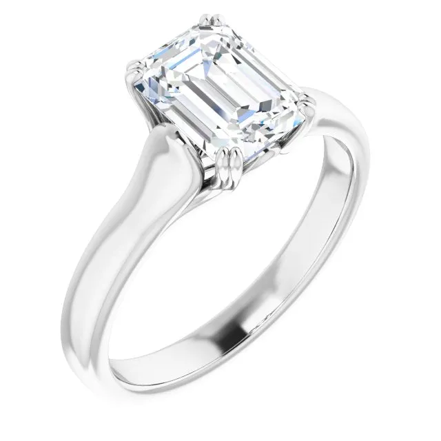 Cubic Zirconia Engagement Ring- The Alissa (Customizable Emerald Cut Solitaire with Under-trellis Design)