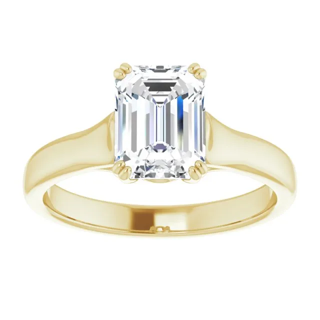 Cubic Zirconia Engagement Ring- The Alissa (Customizable Emerald Cut Solitaire with Under-trellis Design)