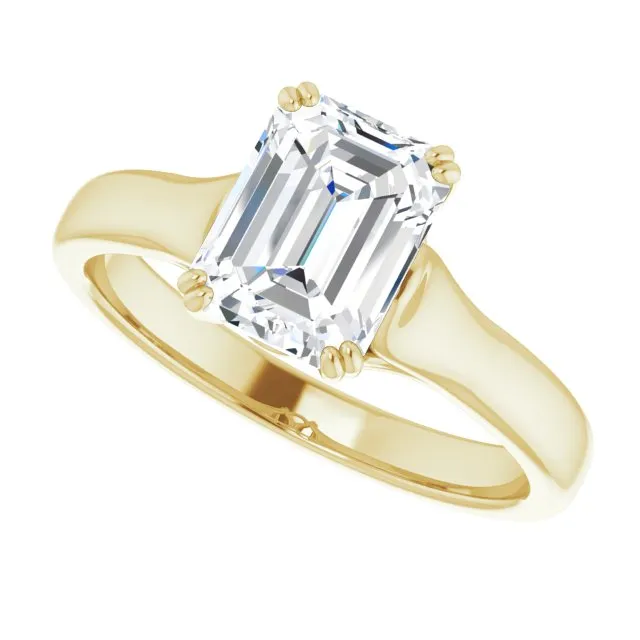 Cubic Zirconia Engagement Ring- The Alissa (Customizable Emerald Cut Solitaire with Under-trellis Design)