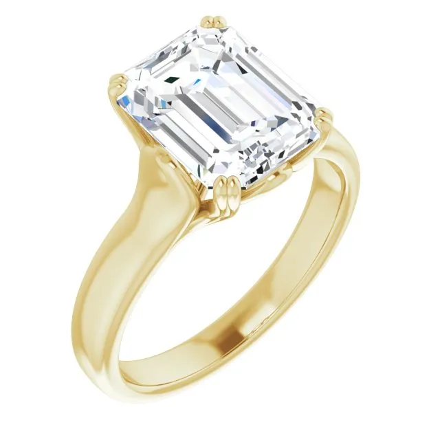 Cubic Zirconia Engagement Ring- The Alissa (Customizable Emerald Cut Solitaire with Under-trellis Design)