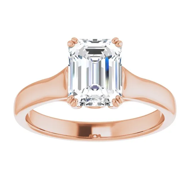 Cubic Zirconia Engagement Ring- The Alissa (Customizable Emerald Cut Solitaire with Under-trellis Design)