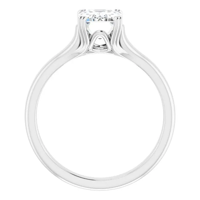 Cubic Zirconia Engagement Ring- The Alissa (Customizable Emerald Cut Solitaire with Under-trellis Design)