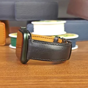 Custom Luxury Black Vachetta Leather Apple Watch Bands