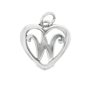 D758 Letter W Inside Heart Pendant