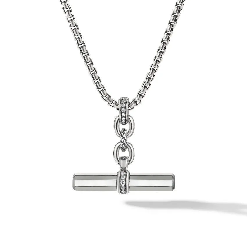 David Yurman Lexington E/W Barrel Pendant with Pave Diamonds