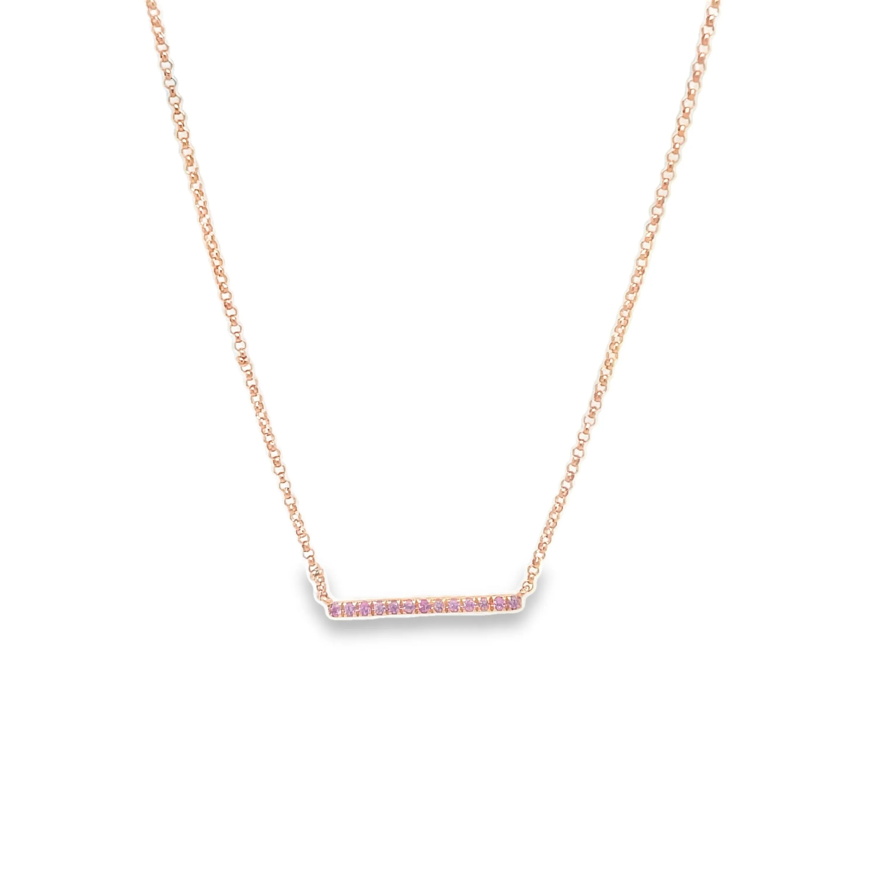 Delicate Pink Sapphire Bar Necklace