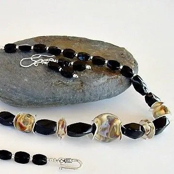 Desert Sands: 17.5" Artisan Lampwork and Onyx Necklace Set