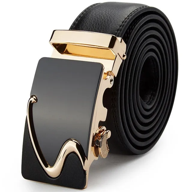 Designer Luxury Genuine Leather Automatic Buckle Belt